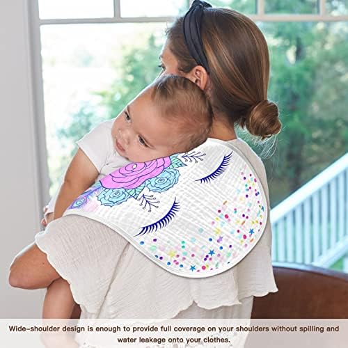 Yyzzh Прилично еднорог глава во цветен венец Муслин Бурп крпи за бебе 4 пакувања памучни бебиња за миење садови за момчиња