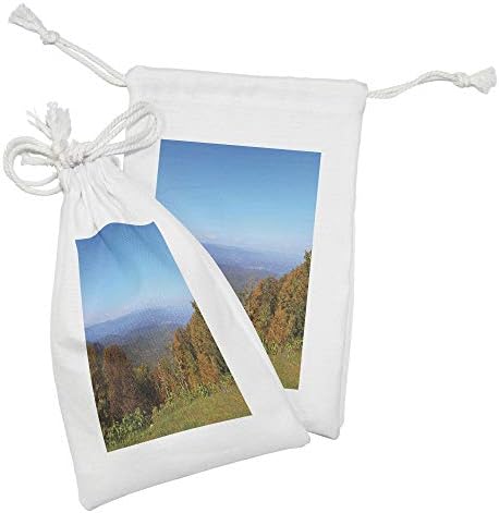 Амбесон Апалачка Ткаенина Торбичка Сет од 2, Воздушна Панорамска Фотографија Од Есенските Сезонски Планини Во Вирџинија И Отворено Небо, Мала
