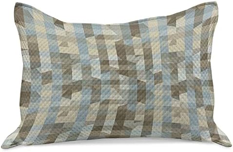 Амбесон Геометриски плетен ватенка перница, модерен фрактален изглед со вертикална линија шема илустрација на меки бои, стандардна