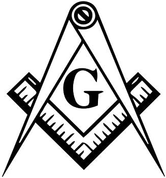 Плоштад и компас со G масонски винил декларации - [црна] [6 инчи]