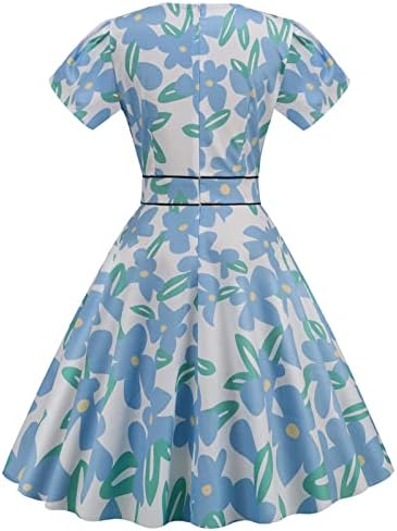 Nokmopo краток ракав макси фустан за жени краток ракав од 1950 -тите години на домашни вечери на куќички за женски фустани женски фустани