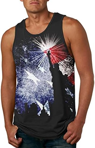 Летни маици за мажи лето Нов американски ден на американска независност памук 3Д -печатење на обични атлетски врвови за мажи долги