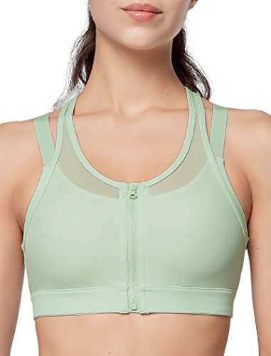 Yvette High Impact Women Sports Sports Bra Front Breature Double Deck Mesh Running Cra за плус големина за плус големина