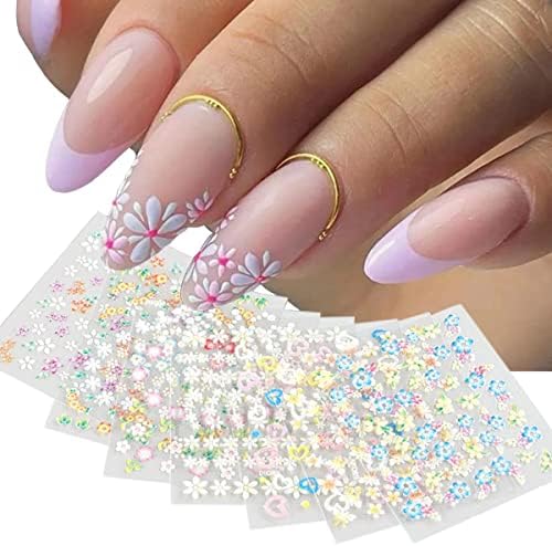 30 листови шарени цветни нокти налепници за уметност 3Д самолепливи цветни нокти декорации Цвет на налепници со лак со нокти со нокти