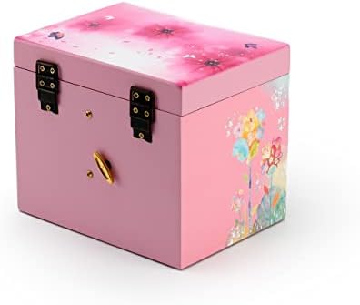 Розова дрвена цветна тема 18 белешка за балерина музичка кутија - многу песни што треба да се изберат - Хабанера