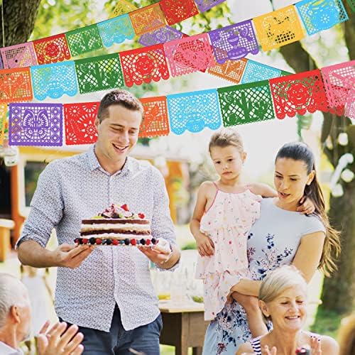 6 Пакувања Мексикански Банери 132 Стапки Папел Пикадо Банер, Големи Пластични Мексикански Банери За Фиеста Синко Де Мајо Украси За
