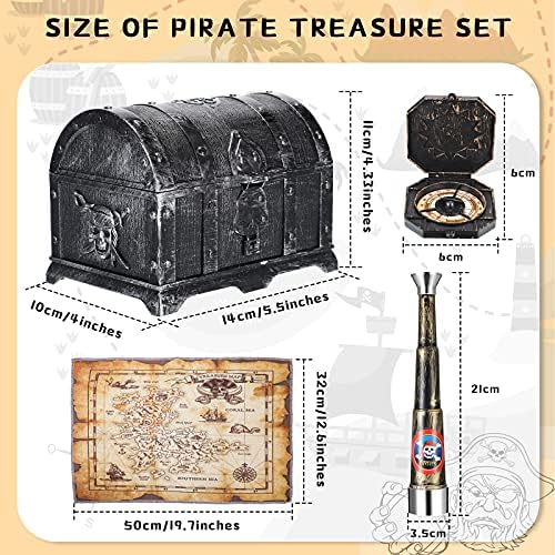 73 Парчиња Пиратски Кутија За Богатство Играчки Сет Гроздобер Пиратски Преправајте Се Играчки Вклучуваат Богатство Градите Пиратски Лепенка