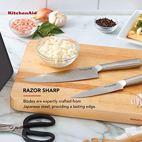 Кујната за гурмански фалсификувани нож од не'рѓосувачки челик сет со вграден острилка за ножеви, високо-јаглеродни јапонски ножеви