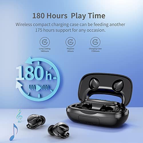 Емуаел Безжични Слушалки Bluetooth, IPX8 Водоотпорни Слушалки Со Случај За Безжично Полнење &засилувач; Моќ Дигитален Дисплеј Bluetooth Слушалки