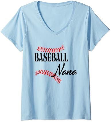 Baseенски бејзбол Нана кошула, lубител на бејзбол, маица за вратот на мајката V-врат