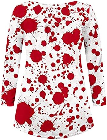 Ноќта на вештерките Хенли кошули за женска тиква печатена маица со долги ракави со маица со плетенка, копчиња за блузи со блузи, врвови на врвовите
