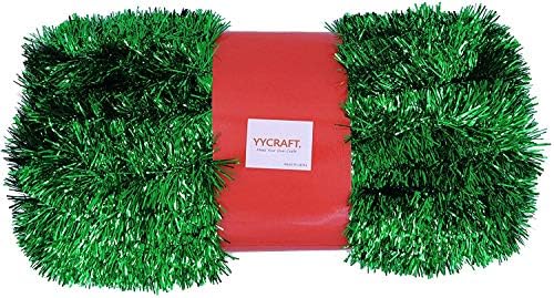 ЈИКРАФТ 10 Јарди Комерцијална Должина Дебела Фолија Ламба Божиќна Венец Класични Божиќни Украси, Смарагдно Зелена