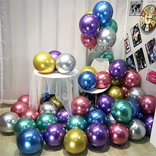 Металик Партија Балон 12 инчи 50 парчиња Избрани 6 Боја Латекс Балон Роденден Балон Хром Балон За Венец Лак, Невестински &засилувач;