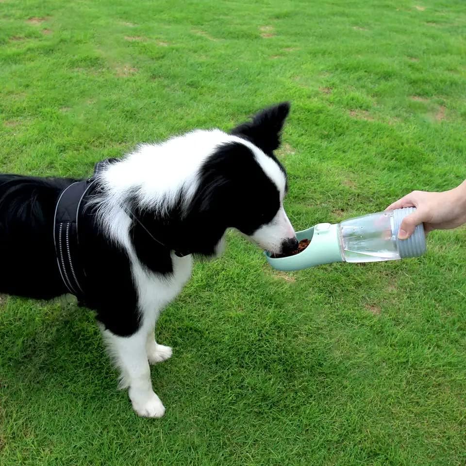 Шише Со вода за кучиња Со Диспензерот За Храна, Пренослив Отпорен На Истекување, Фидер За Двојна Намена и Пијалок За Домашни Миленици
