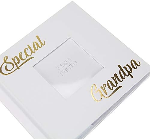 Среќни домашни работи на модерниот бел специјален внук фото албум со текст на злато фолија - има 80 4x6 слики - Совршена идеја за подароци