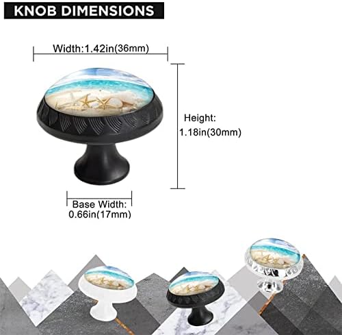 4 Пакување Сребрени Фиоки Се Повлекува, Океан Плажа Морска Ѕвезда Школка Сина Хоризонтот Кабинетот Копчиња Кристално Стакло Гардероба