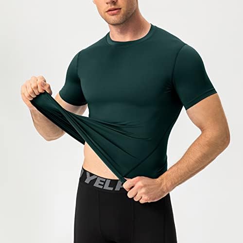 Машки атлетски кошули Компресија Компресија што работи маица со база на маица Брзо суво вклопување на тренингот кратки ракави