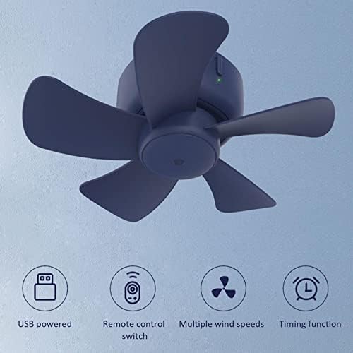 Fan ylomay таванот вентилатор, вентилатор за USB шатор со 4-брзинска функција за далечински тајминг, фан на висечки белведер, за