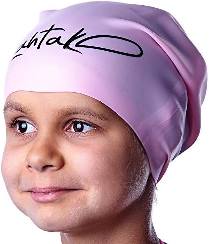 Капчиња за пливање за деца со долга коса - капа за пливање за девојчиња момчиња деца тинејџери со долги кадрави плетенки за коса