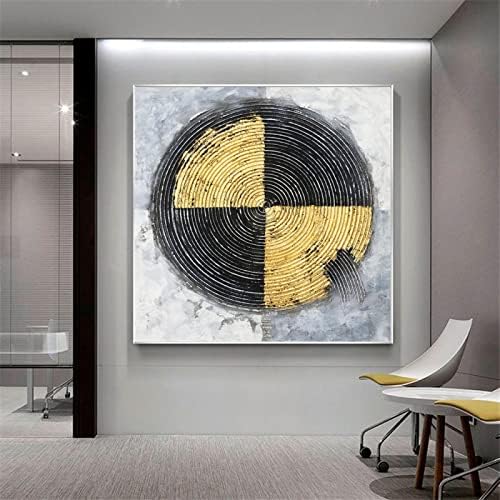 Shoujiqq рачно насликано уметности со текстура на масло - апстрактна златна диск плоштад позадина модерни уметнички дела со големи димензии