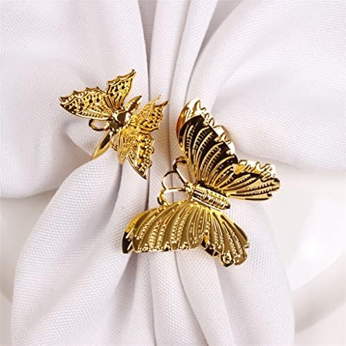 N/A 12 парчиња салфетка тока златна пеперутка уста крпа Круг креативно метално животно хотел декорација украс