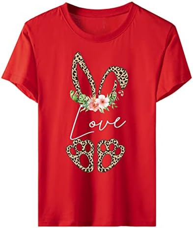 Womenенски Денот на велигденски ден на Yijiekai, печати модна маица со кратки ракави, тркалезен врат, лабава врвна блуза маичка