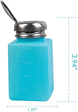 Аезија 1 парче 200 мл празна пумпа со течен притисок со шише со алкохол за нокти за чистење на шишиња за чистење шише