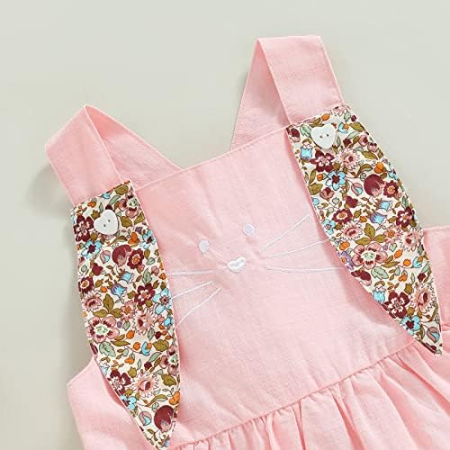 Вошилаокаи дете бебе Велигденски облеки девојки без ракави ромпер/фустан ретро зајаче пролетна облека за појавување