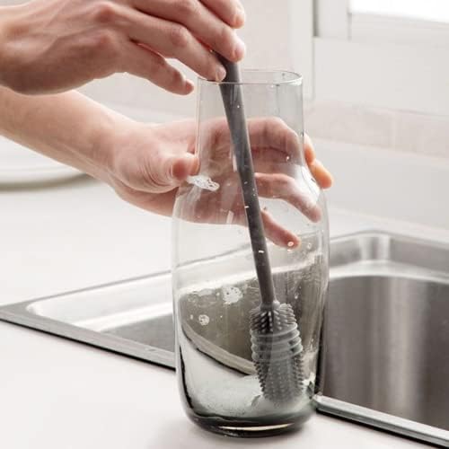 Lawaia силиконска чаша четка чаша чистач за чистење кујна алатка за чистење долга рачка пијалок вино со шише чаша чаша чиста четка