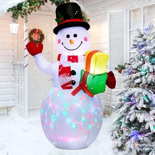 5 метри надувување Снежен човек Божиќна декорација на отворено се крева снежен човек со надградба на ротирачки LED светла за празник/забава/Божиќ/двор/градинарски