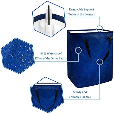 Темно сина корпа за перење алишта, голема крпа, организаторска торбичка корпа за преклопување на алиштата, со рачки со рачки