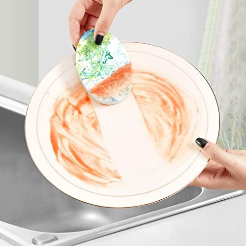 Алаза бело сино и зелено мермер природни сунѓери кујнски целулоза сунѓер за садови миење на бања и чистење на домаќинства, не-крик и еко пријателски,
