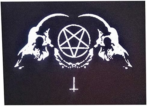 Лепенка на коза череп - сатански левијатан крст Бафомет пентаграм на Мендес окултниот готски сигил од главата на луцифер коза со
