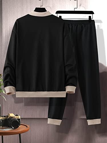 Nibhz Облека со две парчиња за мажи, мажите, детали за контраст, за контраст Поло -вратот џемпер и џемпери и џемпери