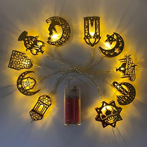 Kuyyfds Ramadan Light, Ramadan String Lights Eid Mubarak Decorations Moon Star Lantern Lamp for Ramadan Outdoor Party Supplies