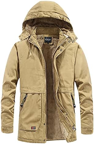 Јакни за мажи за машка зимска качулка со цврсти долги ракави меки палта јакни јакни