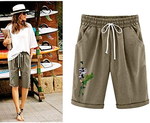 Цврста боја Бермуда шорцеви женски должина на коленото, летни летни шорцеви со дрес со длабоки џебови салон долги шорцеви шорцеви