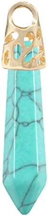 Dbylxmn природен аметист бел прашок кристал данглинг сино злато тигар очен камен хексагонална колона 9 x 40 mm шестоаголна кристална колона