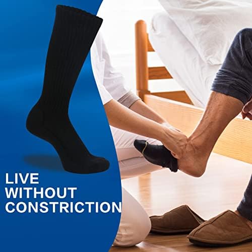 Атлемо 6 пара бамбус дијабетични чорапи за мажи без врзана циркулација екипа на непречена и перниче за дишење анти-ОДОР Црна 10-13