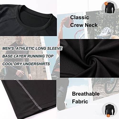 Абтиојлц 3 пакуваат кошули за компресија за мажи со долги ракави за атлетски тренинзи за спортски базели маици