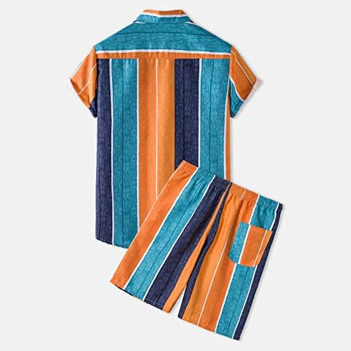 Машка кошула шорцеви костум 2021 Менс сет-тренер на хавајски пот, летни 2 парчиња кошули и шорцеви на плажа