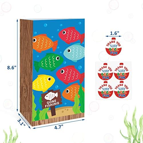 24 Пакет Нема Риболов Добрите Бонбони Третираат Кеси Големиот Деца Рибар Роденден Момчиња Ролна Забава Партија Корист Идеи