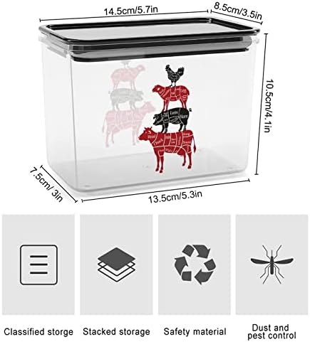 Парчиња месо Дијаграми Пластична Кутија За Складирање Контејнери За Складирање Храна Со Капаци Тегла Со Ориз Запечатена Кофа За Организација