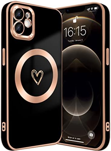 YKCZL Компатибилен со Iphone 11 Случај MagSafe, Луксузни Позлата Симпатична Срце Целосна Камера За Заштита На Објективот Магнетно
