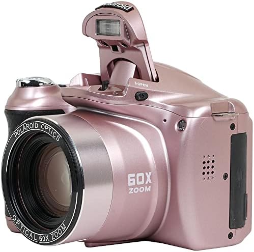 Полароид IE6035-RG-STK-4 IE6035 18MP 60X Оптички зум Дигитална камера, розово злато пакет со мемориска картичка Lexar 32 GB, торба за