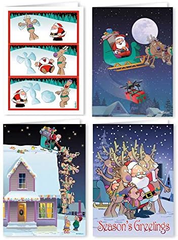 Бокс сет од 36 Смешни божиќни картички со разновидност на картички - Ultimate Boxed Pack картички и коверти - 18 различни хумористични