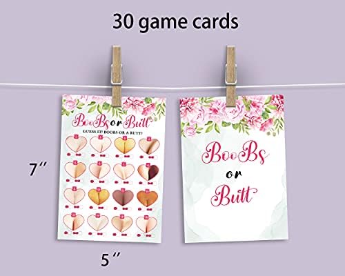Boobs или Butt Baby Toush Game-31 картички, забава за родови, за мајка, тато, жени, мажи, родова неутрална унисекс сет
