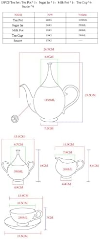 Zhuhw 15 парчиња коска од коска Кина кафе сет бело злато порцелански чај сет напреден сад чаша керамичка кригла шеќер сад крема