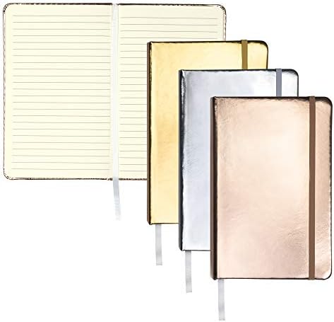 Самсил 3 пакет со хард -столб за пишување, сет за подароци од металичен весник вклучува 1 сребро, злато и розово злато весник, класичен 5,25 x 8.25