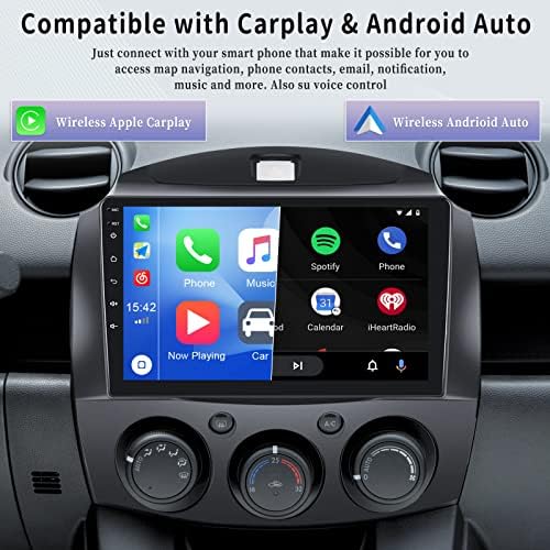 2+32G Android 11 Автомобил Стерео За Mazda 2 2007-2014 Со Безжичен Apple Carplay Android Auto, 9 Екран На Допир Автомобил Радио Со WiFi,GPS Навигација,Bluetooth,FM/RDS Радио,SWC, AUX-in, Hifi+AHD Резервна Камера